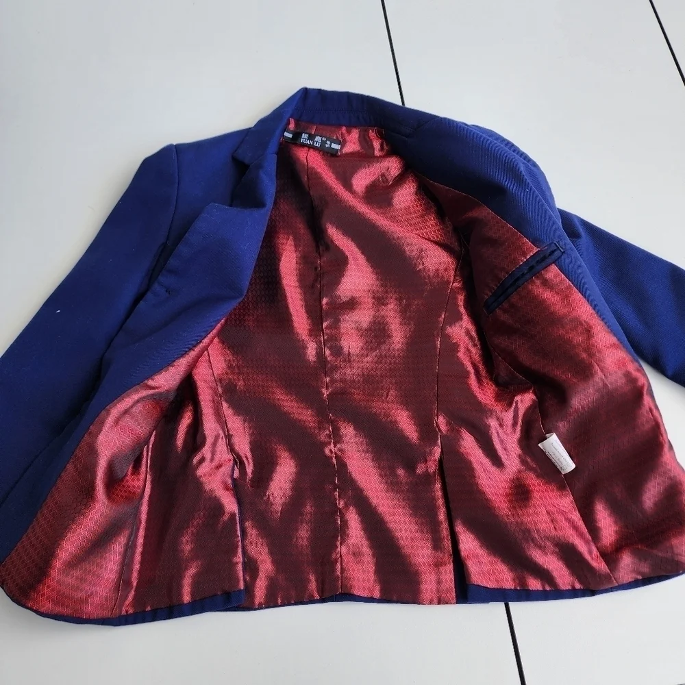 Yuan Lu Boys Blue Formal Suit Navy Blue Quality Made Pockets Sz 5